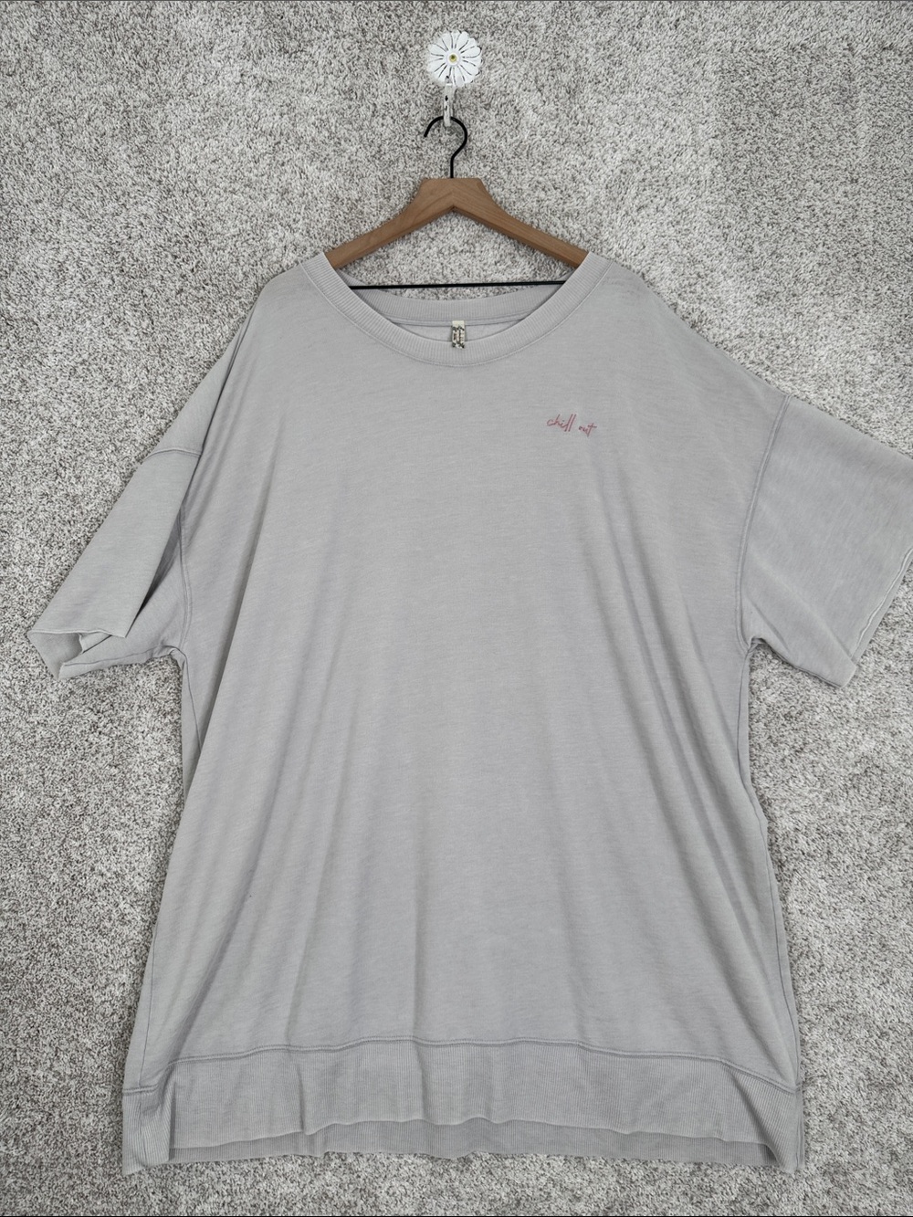 Free People Intimately Chill Out Oversized Burnout Lightweight Sleep Shirt Sz L
